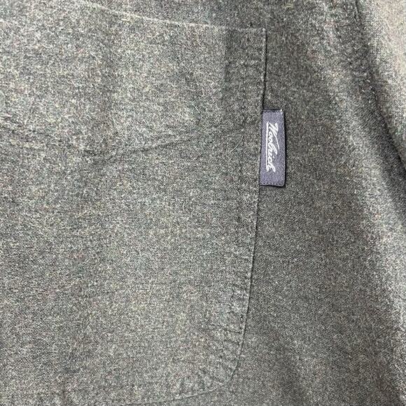 Woolrich Button Up Mens Cotton Flannel Chamois Shirt Large Green Lumberjack - Picture 6 of 13